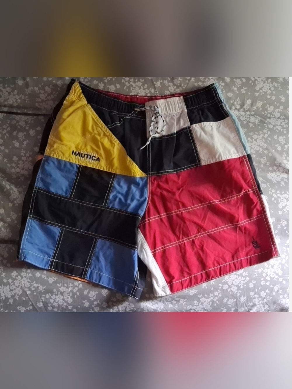 Nautica VTG 90s Colorblock Swim Trunks Mens Size Medium